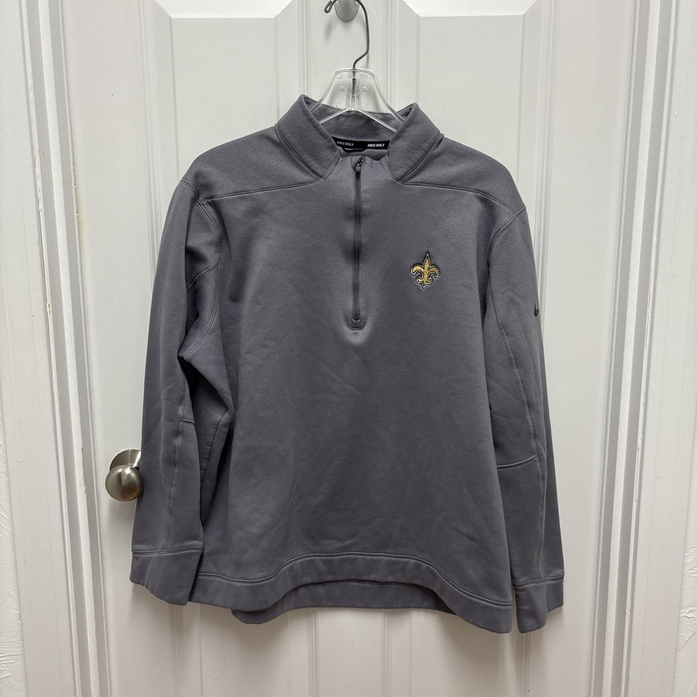Nike Golf Mens Quarter Zip Pullover Sweatshirt Gray XL New Orleans Saints